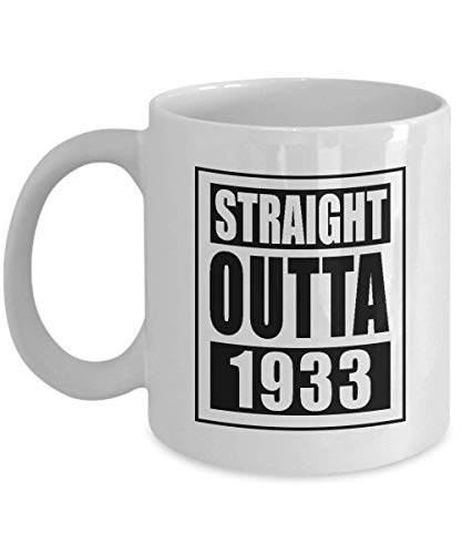 86.º regalo de cumpleaños para hombres 86 años de edad, hombre, esposo, papá, él, abuelo, adulto, suegro, tío, Straight Outta 1933, taza de café blanca