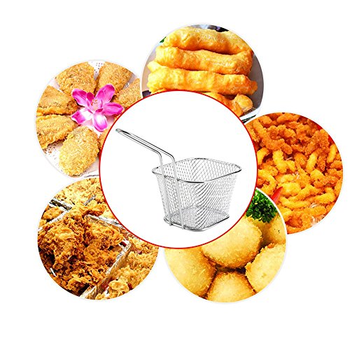 8pcs Mini cestas para freír de acero inoxidable cesta para fritos profundos colador de aceite de alimentos herramienta de cocción de patatas para fritos franceses