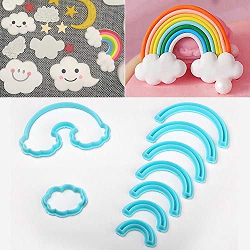 9Cps / Set Rainbow Cookie Cutter Por Encargo 3D Impreso Fondant Cookie Cutter Biscuit Molde Para Herramientas De Decoración De Pasteles