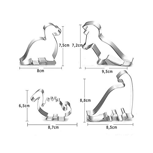 A 6 Piezas Galletas de Dinosaurios, Dinosaurio de Acero Inoxidable, Molde de Galletas de Dinosaurio, Utilizado para Hornear Pasteles, Fondant, Repostería