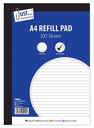 A4 Refill hojas bloque papel rayado, bordeado por error, Hojas perforadas 100