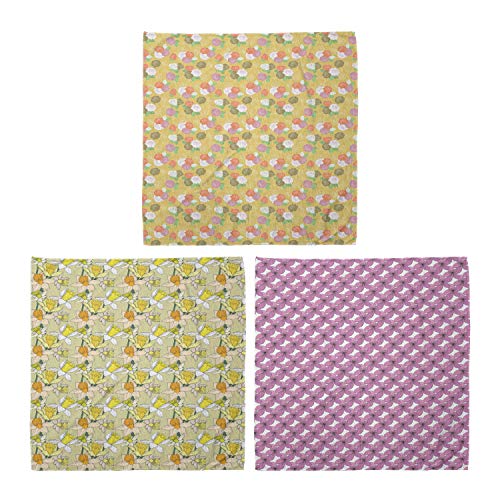 ABAKUHAUS Pack de 3 Bandanas Unisex, Colorido floración de Rose Junquillo Ramo Gráfico Flores desorden, Multicolor