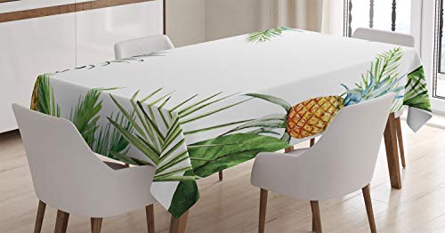 ABAKUHAUS Piña Mantele, Exóticas Palmeras, Fácil de Limpiar Colores Firmes y Durables Lavable Personalizado, 140 x 200 cm, Multicolor