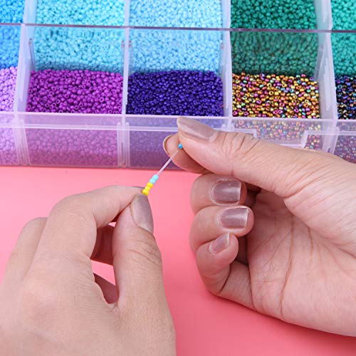 Abalorios para Hacer Collares Pulseras, HTBAKOI Bolitas Cuentas para Collares Bolas de Colores para Hacer Pulseras Caja de Bolitas de Vidrio Cuentas y Abalorios 2mm Kit Rocalla Abalorios Perlas