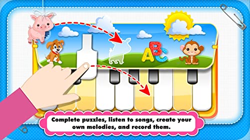 Abby Monkey® Kids Musical Puzzle Interactive Learning Game: Play & Sing Songs (Old MacDonald, Bingo, Five Little Monkeys, Twinkle, Twinkle Little Star) and Learn Music with Toy Animal Piano for Baby, Toddler, Preschool, and Kindergarten Explorers