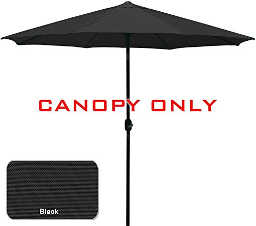 ABCCANOPY - Sombrilla de repuesto para sombrilla de jardín, patio, sombrilla de mercado para 2,7 m, 8 costillas (sólo cubierta), color negro