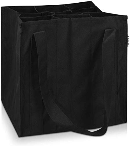 ABO Bolsa de Transporte para Botellas de Vino, Botellas de Bebidas Bolsa de supermercado para Compras y Almacenamiento - Negro, 27 x 27 x 27 cm