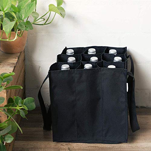 ABO Bolsa de Transporte para Botellas de Vino, Botellas de Bebidas Bolsa de supermercado para Compras y Almacenamiento - Negro, 27 x 27 x 27 cm