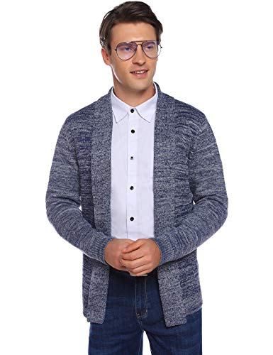 Abollria Cárdigan para Hombre,Manga Larga Casual Suéteres para Hombres Cuello de Solapa Chaqueta De Punto Rebeca