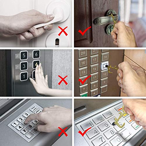 Abrepuertas sin contacto No-touch higiene EDC llave sanitaria multiusos portátil para puerta automática botón puerta manija pública- oro (2 unidades)