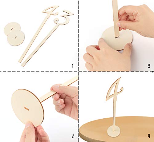 Absofine - Números de mesa 1 – 20 para boda, madera, soporte para tarjetas de mesa, base de soporte de madera, números para boda, fiesta, decoración de mesa