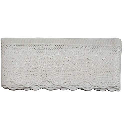 Acan Cenefa Decorativa de puntilla Adhesiva con Bordados Blancos 5 x 150 cm