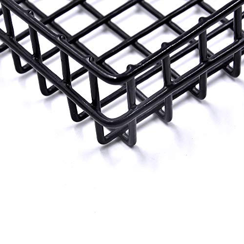 AceList - Cesta colgante de alambre de metal negro, multifunción, rejilla creativa de pared, organizador, almacenamiento para plantas, macetas, revestimiento negro