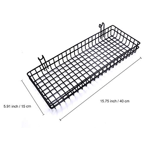 AceList - Cesta colgante de alambre de metal negro, multifunción, rejilla creativa de pared, organizador, almacenamiento para plantas, macetas, revestimiento negro