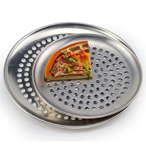 Acero inoxidable pizza sartenes con antiadherente agujeros Ronda bandeja for hornear pizza placa panadería pizza Herramientas horno exterior de malla red del metal Plato Pizza (Size : 16inch (40cm))