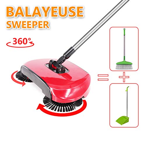 ACHATPRATIQUE Empuje de la Mano Roto Barredora de Piso sin Electricidad | Hand Push Sweeper | Barredora mecánica 114x35cm