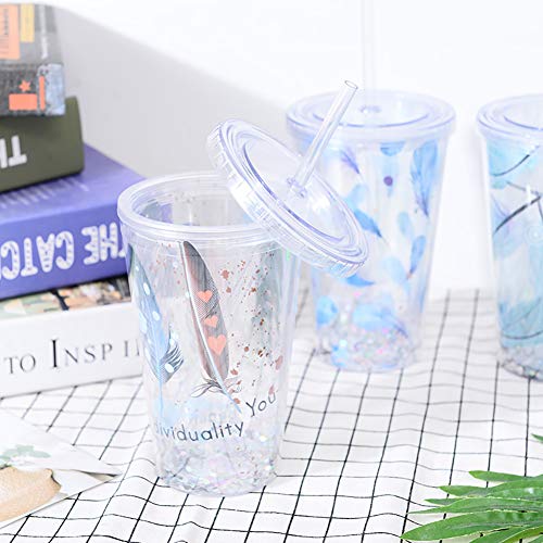 ACHICOO - Vaso de Pajita de Doble Capa con patrón de Piel Simple para Beber Agua y Zumo de Frutas