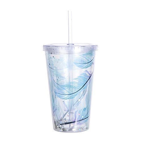 ACHICOO - Vaso de Pajita de Doble Capa con patrón de Piel Simple para Beber Agua y Zumo de Frutas