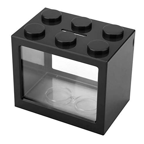 Acuario Tanque de Peces Decorativo Mini Acuario USB LED Lámpara de Luz Tanque de Pescado Lámpara de Escritorio Tanque de Pescado para Caja de Oficina Mesa de Té Decoración(Negro)