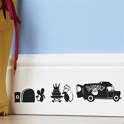 Adhesivos de pared extraíbles para pared de vinilo para decoración de arte creativa, ratón, cumpleaños, panadería, coche, para cocina, sala de estar, cuarto de niños