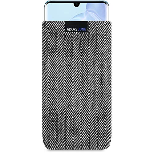 Adore June Business Funda para Huawei P30 Pro Material Característico [Tejido en Espiga] Efecto Limpiador de Pantalla para Huawei P 30 Pro, Gris/Negro