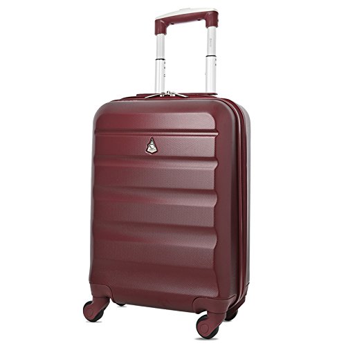 Aerolite ABS 55cm Maleta Equipaje de Mano Cabina rígida Ligera con 4 Ruedas (Vino + Carbón)