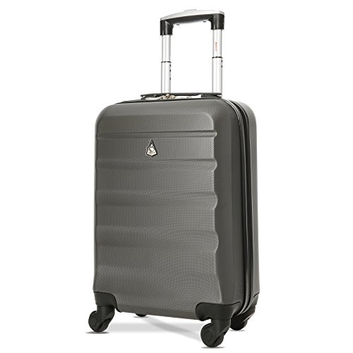 Aerolite ABS 55cm Maleta Equipaje de Mano Cabina rígida Ligera con 4 Ruedas (Vino + Carbón)