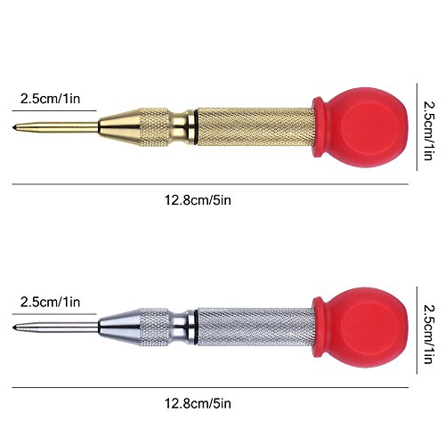 AFUNTA 2 piezas de alta velocidad Punzón central, perforador de agujero central marcador para madera, metal, plástico, herramienta para romper ventanas de coche con tapa de cojín y impacto ajustable