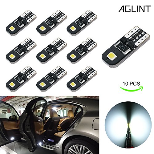 AGLINT T10 LED Bombilla Canbus Libre De Errores 2SMD 2835 W5W 2825 194 168 174 Luz para Coche Luz de Puertas Laterales Marcador Cortesía De La Matrícula Posición Luces 12V Blanco 10X