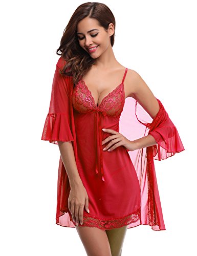 Aibrou Camison Sexy Mujer Elegante picardías Babydoll Ropa Interior Mujer Sexy Conjuntos Batas y Kimonos