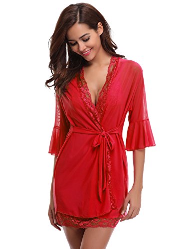 Aibrou Camison Sexy Mujer Elegante picardías Babydoll Ropa Interior Mujer Sexy Conjuntos Batas y Kimonos