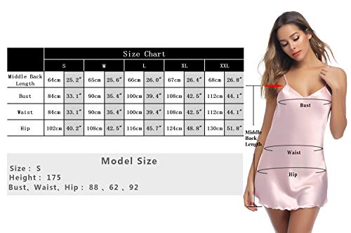 Aibrou Camison Sexy Satén para Mujer Camisón Mujer Seda Camisones Dormir Verano Tallas Grandes Satín para Novia