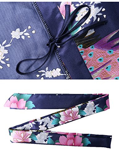 Aibrou Kimono Mujer Novia Bata Corto Sexy y Elegante con Pavo & Flores Pijamas Albornozes Camison Mujer Suave,Cómodo,Sedoso y Agradable