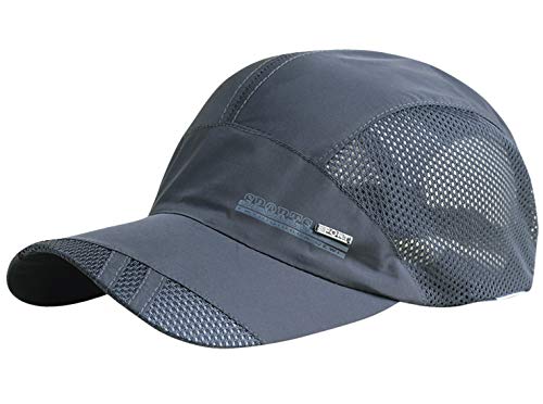 AIEOE - Gorra de Béisbol para Sol para Hombre Gorros Deportivos Transpirables para Verano Playa Beach Sombrero Secado Rápido Hombres para Montañismo Ciclismo - Gris