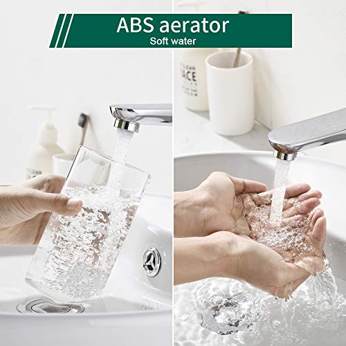 AiHom Grifo de Lavabo para Baño Grifo Monomando Grifo de Cuenca Cromado Agua Fria y Caliente con Aireador ABS Desmontable Ahorro de Agua