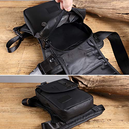 Ainstsk - Bolso Bandolera de Nailon Impermeable para Hombre, con Cremallera, para Motocicleta, riego, riñonera, Negro, Tamaño Libre