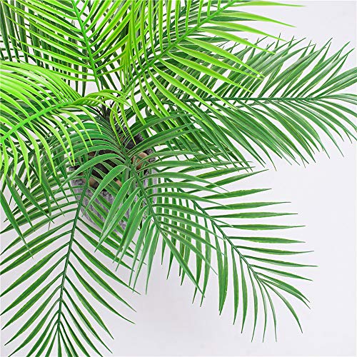 Aisamco Arbusto de hoja de palma tropical artificial Planta artificial en verde 1 pieza Plástico Areca Palmera Planta 15 Hojas 63 cm de alto para vegetación tropical Acento Arreglo floral