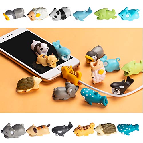 Aitsite Cable Bite Protector de Cable para iPhone Accessories (12-Paquete, Erizo + Panda + camaleón + Gato + tiburón Ballena + delfín + Ballena asesina + pingüino + Koala + Ardilla + Oveja + ratón)