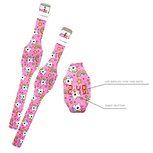 AIUIN 1X Reloj Inteligente de Niño LED de Silicona Patrón del Arco Iris Unicornio Regalo de Estudiante Relojes de Pulsera (Estilo 1)