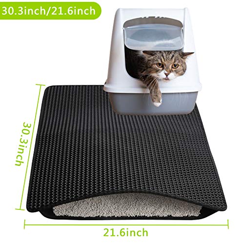 AIXMEET Estera de Arena para Gatos, Alfombra para Gatos 75x55cm Doble Capa Impermeable Alta Elástico EVA Adecuado para Arenero Gatos Autolimpiable Arenero Gatos Cubierto, Fácil de Limpiar