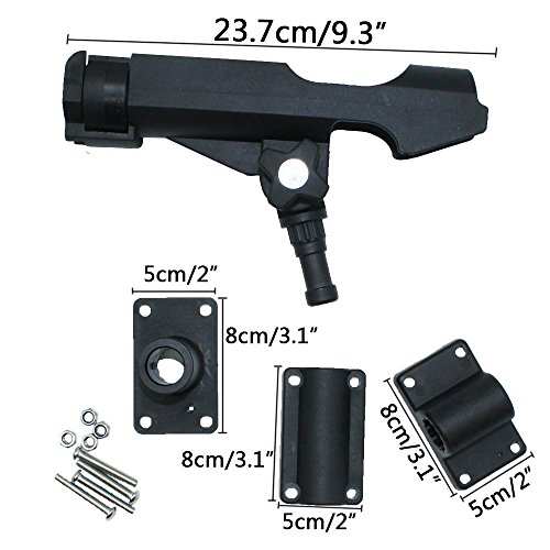 Ajustable Cable de bloqueo Soporte de la varilla con 2 laterales de montaje barco caña de pescar estante plegable soporte con abrazadera de gran apertura, RH40 Rod Holder 2PCS