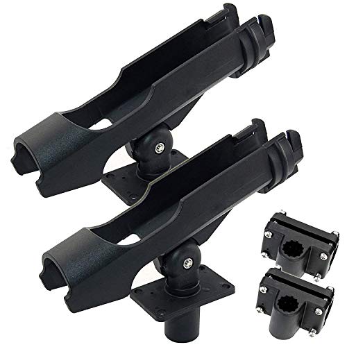 Ajustable Cable de bloqueo Soporte de la varilla con 2 laterales de montaje barco caña de pescar estante plegable soporte con abrazadera de gran apertura, RH40 Rod Holder 2PCS