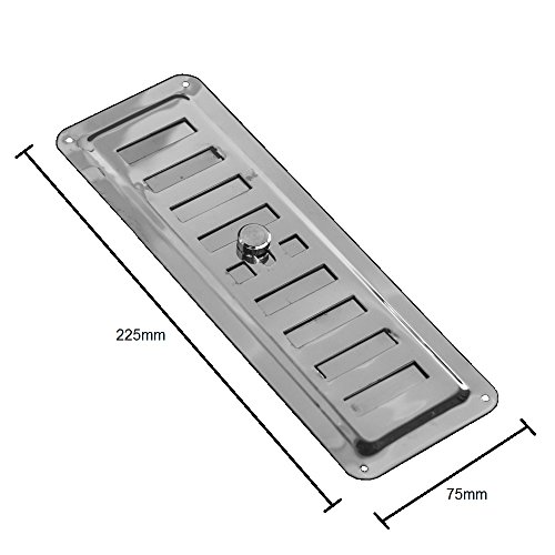 Ajuste aire Vent Inox 22.5 x 7.5 cm (225 x 75 mm), rejilla de ventilación Rejilla Salida De Aire Rejilla de acero inoxidable no magnético), Regular, Convección/entrada, regulado Louvre