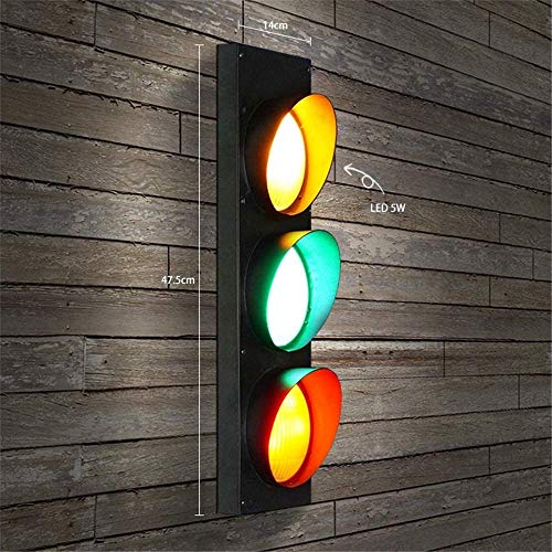 AKBOY Lámpara de Pared de Semáforo LED Decorativo de Interior, Traffic Light Apliques de Pared con Interruptor y Enchufe Señales de Tráfico, Retro Industrial Restaurante Dormitorio Bar Luces de Pared