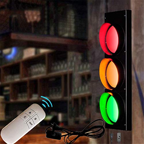 AKBOY Lámpara de Pared de Semáforo LED Decorativo de Interior, Traffic Light Apliques de Pared con Interruptor y Enchufe Señales de Tráfico, Retro Industrial Restaurante Dormitorio Bar Luces de Pared