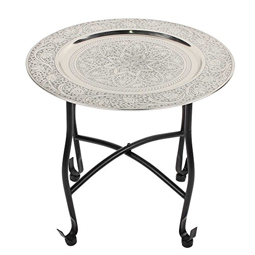 albena shop 73-105 Navin Mesa de té Oriental Mesa Plegable con Bandeja ø 40 x 36 cm Metal