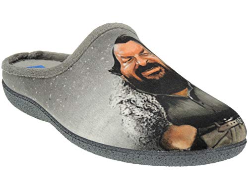 ALBEROLA LC8496 Chinela - Zapatilla Destalonada Descalza de IR por Casa para Hombre - Bud Spencer Gris Talla 42