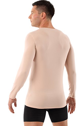 ALBERT KREUZ Camiseta Interior Invisible Color Carne/Piel/Beis de Manga Larga con Cuello de Pico y de algodón elástico 06/L