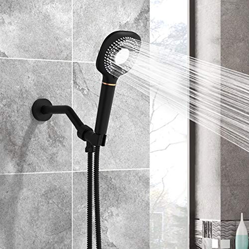 Alcachofa de Ducha, Rainsworth Cabezal de Ducha, Universal Mano Alta Presiòn Ahorro de Agua, Ducha de Masaje Multifuncional 3 Modos Filtro Ducha, Negro