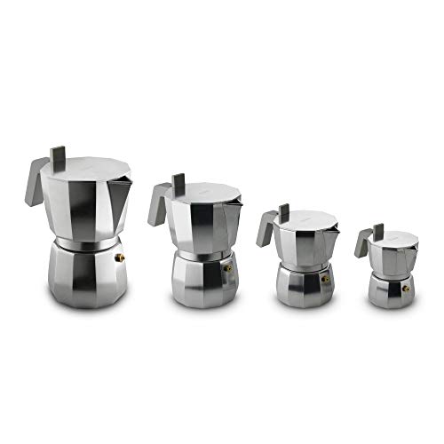 Alessi Moka DC06/9 FM - Cafetera para café exprés de diseño en aluminio fundido mango y pomo en PA, 9 tazas gris
